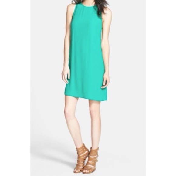 WAYF teal sleeveless shift dress size small tank swing style back keyhole close - Picture 7 of 7